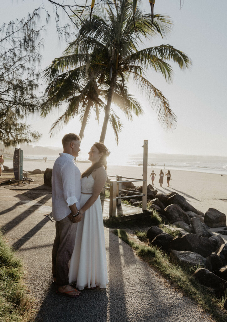 palm trees beach wedding Coolangatta