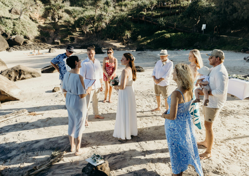 beach wedding guests